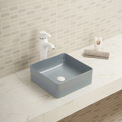 Dirt Resistant Wash Basin Porcelain Square Shape Complete And Clean Bathroom Sink