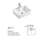 Porcelain Above Counter Top Bathroom Sink 600mm Wide White Rectangle