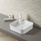 Non-Porous Counter Top Bathroom Sink Smooth Surface Square White Basin